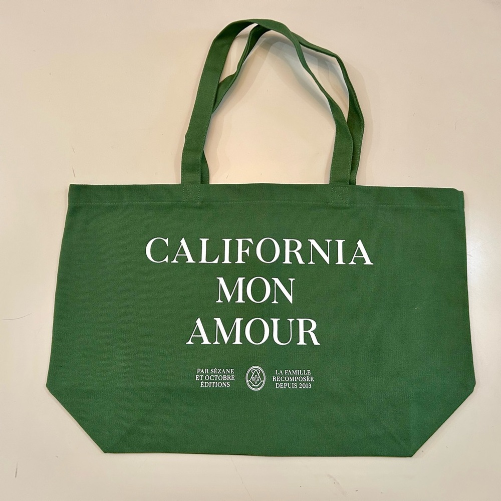 Sézane Green Canvas Tote Bag